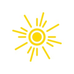 Sun vector icon. Sun line vector icon. Yellow sun on white background