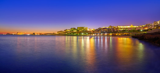 Fototapeta na wymiar Tarragona port sunset in Mediterranean sea of spain