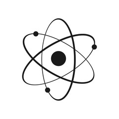 Icon structure of the nucleus of the atom. Atom, protons, neutrons and electrons.