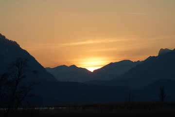 Sonnenuntergang im Naturschutz Gebiet Weissenau. 20.03.2019