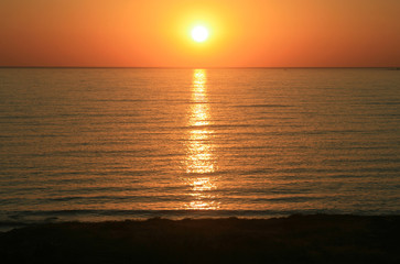 Orange sunset over the sea