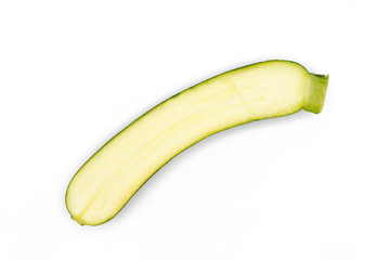 half fresh zucchini - isolated on white
