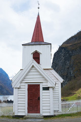 Traditional wooden stave church in Undredal, in Sogn og Fjordane Norway.
