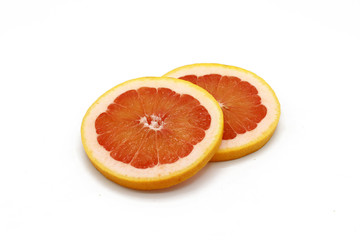 grapefruit slices isolated on white