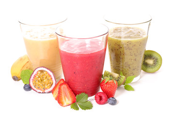 fruit juice, smoothie on white background