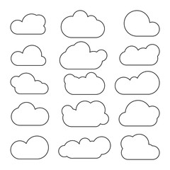 Clouds icon, illustration, black and white clouds.