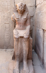 Seated Statue of Pharaoh Thutmose III near the Festival Hall of Thutmose III at The Karnak Temple...