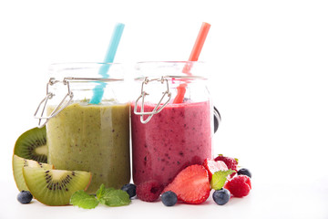 fresh smoothie on white background