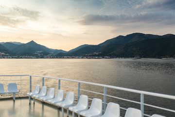 Obraz premium Sunsrise over Mediterranean sea in Corfu Greece