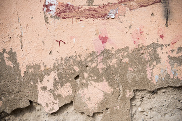 Old paint on the concrete wall