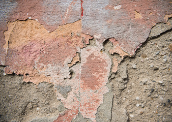 Old paint on the concrete wall