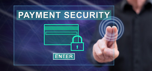 Man touching a payment security concept