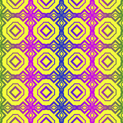 Vector Illustration. Pattern With Geometric Ornament, Decorative Border. Design For Print Fabric. Paper For Scrapbook. Yellow rainbow color