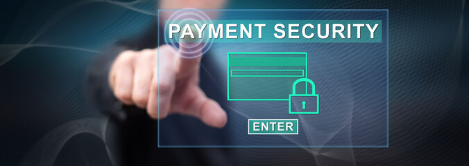 Man touching a payment security concept