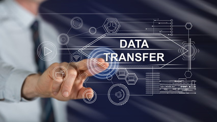 Man touching a data transfer concept