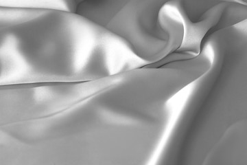 Rippled white silk fabric satin cloth waves background