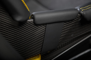 Close up of carbon fibre bucket car seat