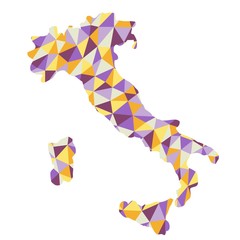 Italy polygonal map background  low poly style yellow, orange, blue, purple colors  vector illustration eps