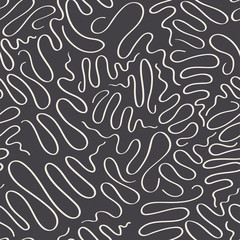 Black & white swirls seamless vector pattern