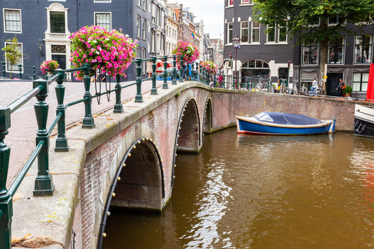boat in the canals of Amsterdam