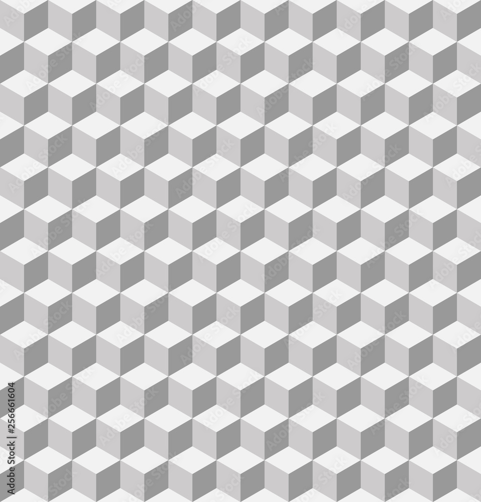 Poster seamless 3d geometrical pattern of cubes. abstract design vector background in shades of grey