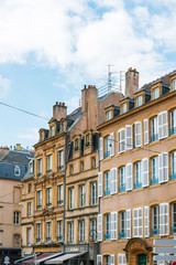Metz, FRANCE - April 1, 2018: Antique building view in Old Town Metz, France