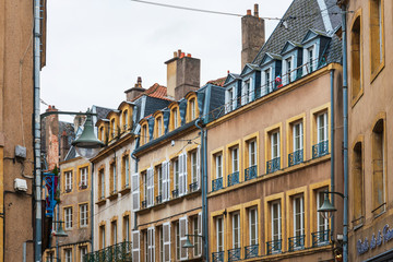 Metz, FRANCE - April 1, 2018: Antique building view in Old Town Metz, France