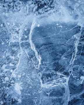 Abstract close-up of ice with air bubbles