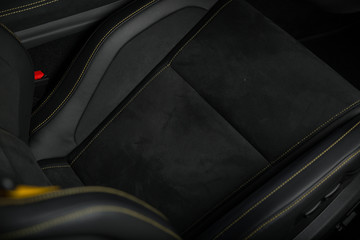 Close up of black sports car seat