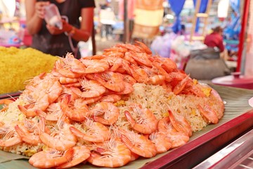 Shrimp fried rice in street food