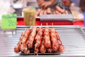 grilled sausages at street food