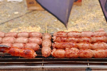 grilled sausages at street food