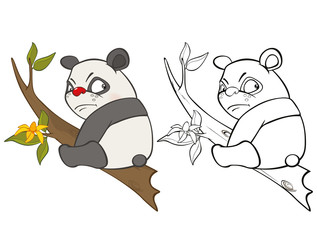Vector Illustration of a Cute Cartoon Character Panda for you Design and Computer Game. Coloring Book Outline Set 