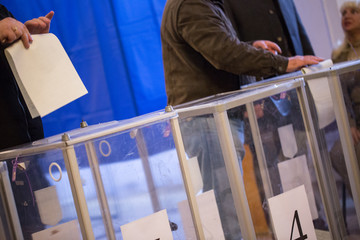 Illustrative image of the election in a democratic society. Elections in Ukraine. The process of...