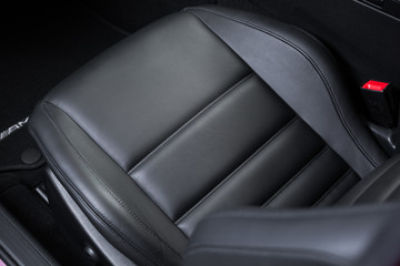 Black leather car seat