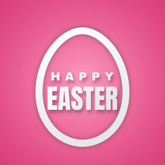 Happy Easter Greeting Card with Color Paper Easter Egg on Pink Background. Vector illustration