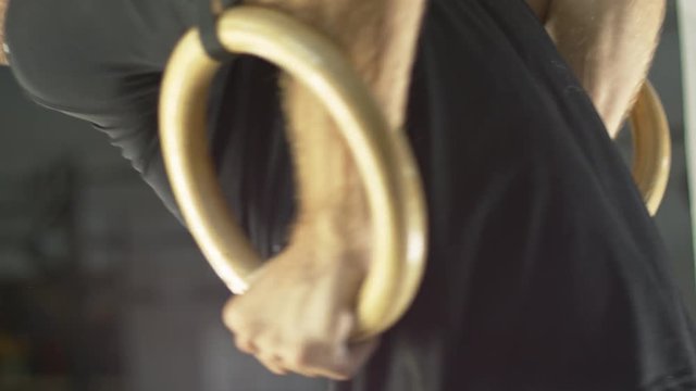 Man doing ring dips  BMCC 2.5K resolution: 2400 x 1350