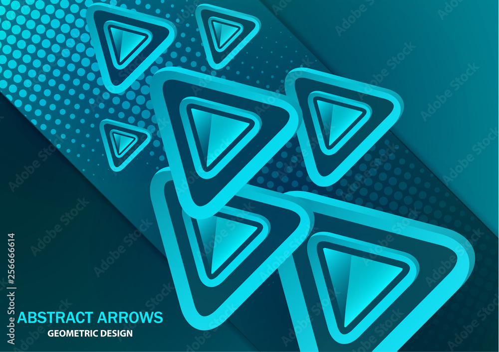 Aufkleber futuristic abstract background template with arrows from triangles. bright geometric design elements