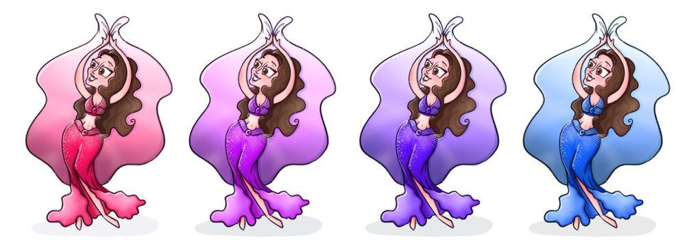 Bellydancer with veil cartoon illustration