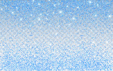Blue glitter sparkle on a transparent background. Blue vibrant background with twinkle lights. Vector illustration