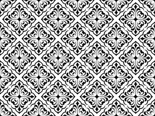 Flower geometric pattern. Seamless vector background. White and black ornament. Ornament for fabric, wallpaper, packaging. Decorative print