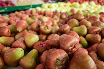 wax apple stacked on the marketplace