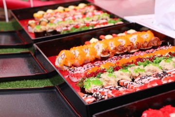 Tasty sushi at street food