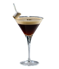 Cocktail alcoholic with coffee. Isolated on white background