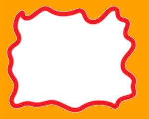 Background, white background with red curly frame.