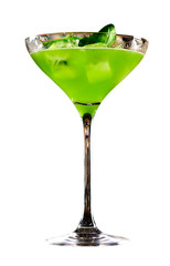 green cocktail isolated on white background