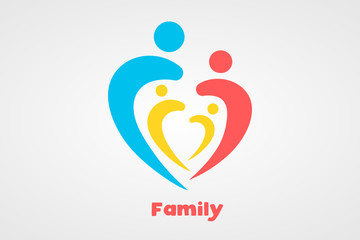 Family love - Mother, father and child. Vector icon