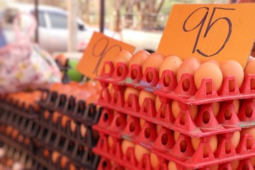 Hen egg in the market