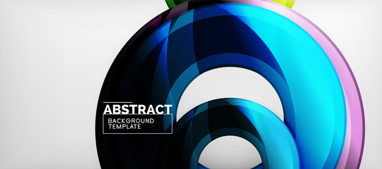 Modern geometric circles abstract background, colorful round shapes with shadow effects