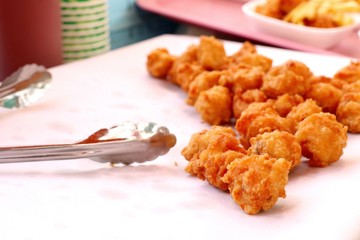 fried nuggets at street food